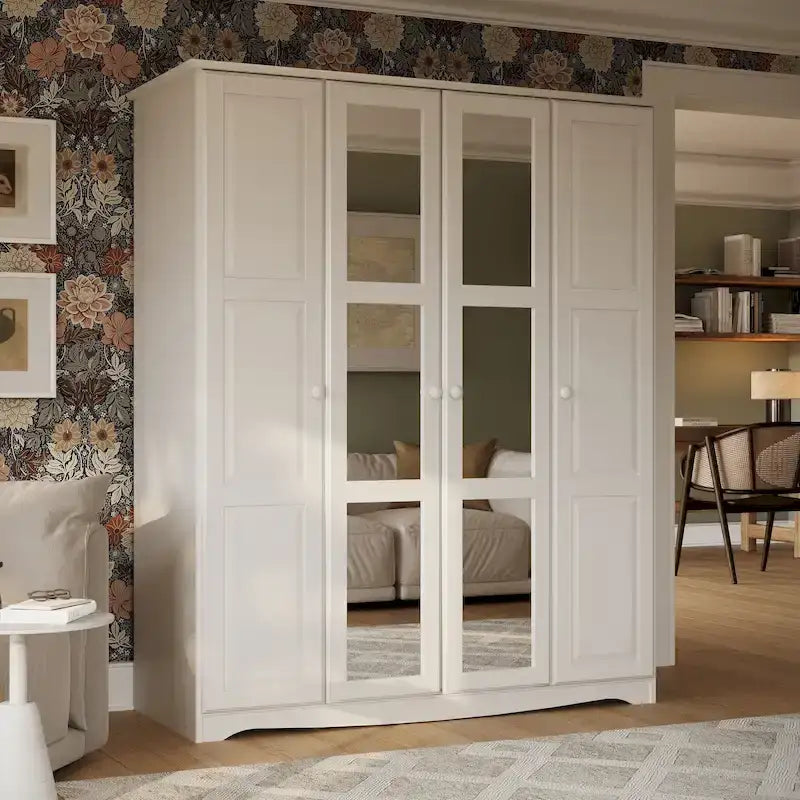 100% Solid Wood Regal 4-Door Wardrobe Armoire by Palace Imports