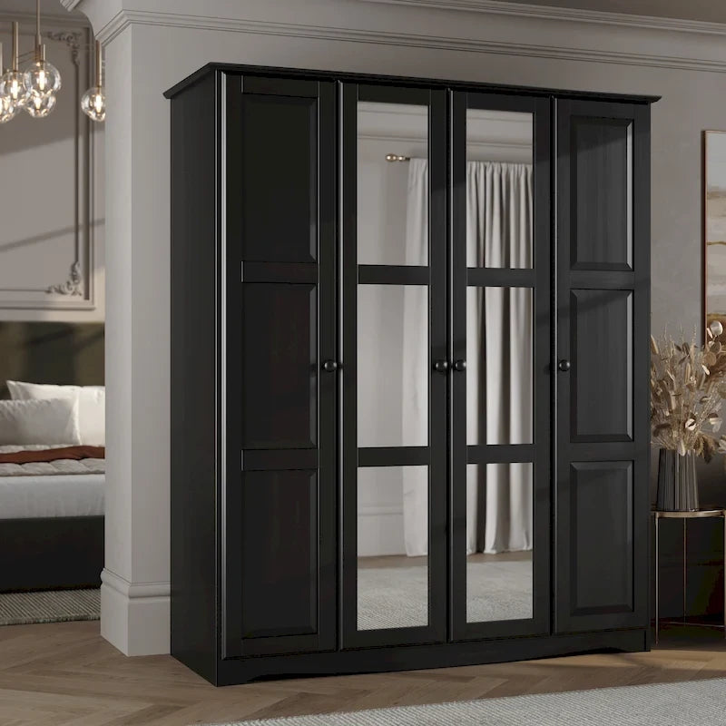 100% Solid Wood Regal 4-Door Wardrobe Armoire by Palace Imports