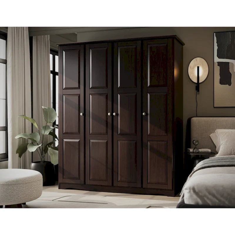 100% Solid Wood Regal 4-Door Wardrobe Armoire by Palace Imports