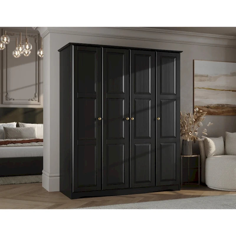 100% Solid Wood Regal 4-Door Wardrobe Armoire by Palace Imports
