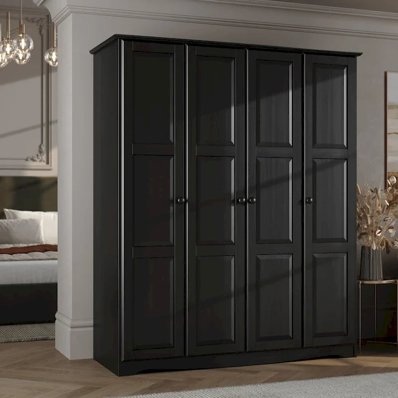 100% Solid Wood Regal 4-Door Wardrobe Armoire by Palace Imports