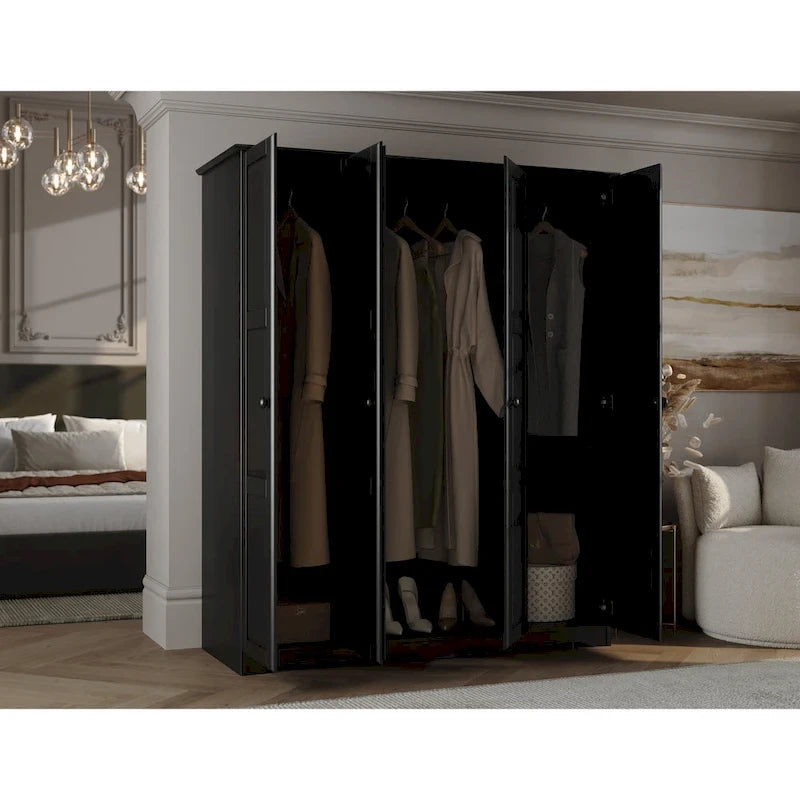 100% Solid Wood Regal 4-Door Wardrobe Armoire by Palace Imports