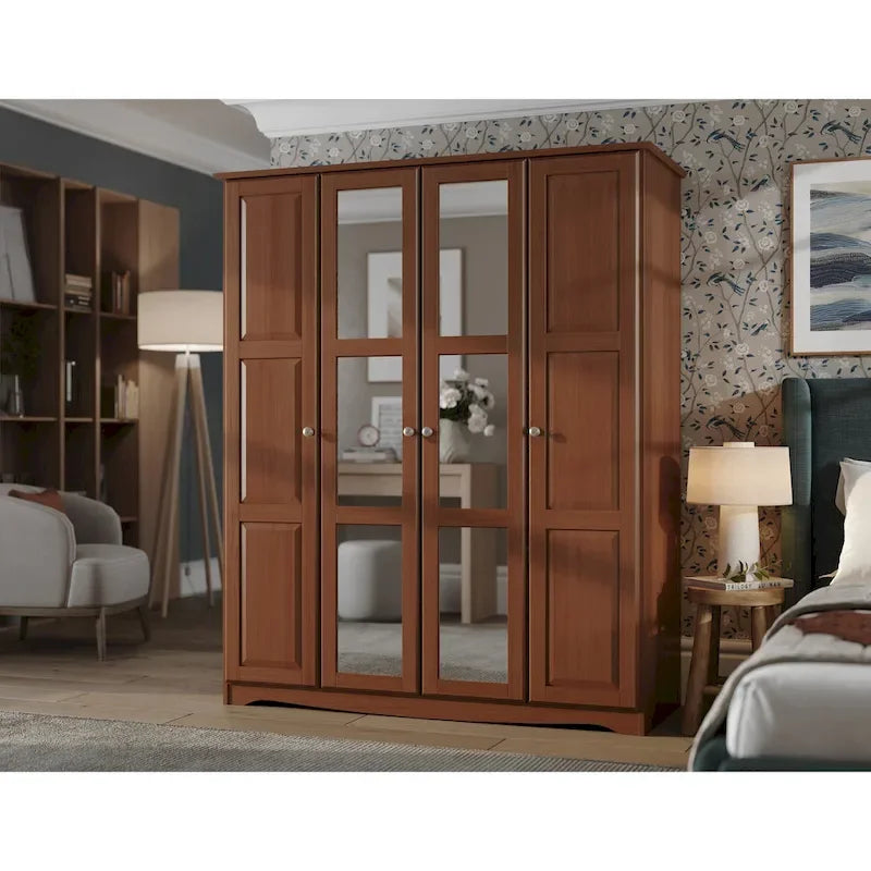 100% Solid Wood Regal 4-Door Wardrobe Armoire by Palace Imports
