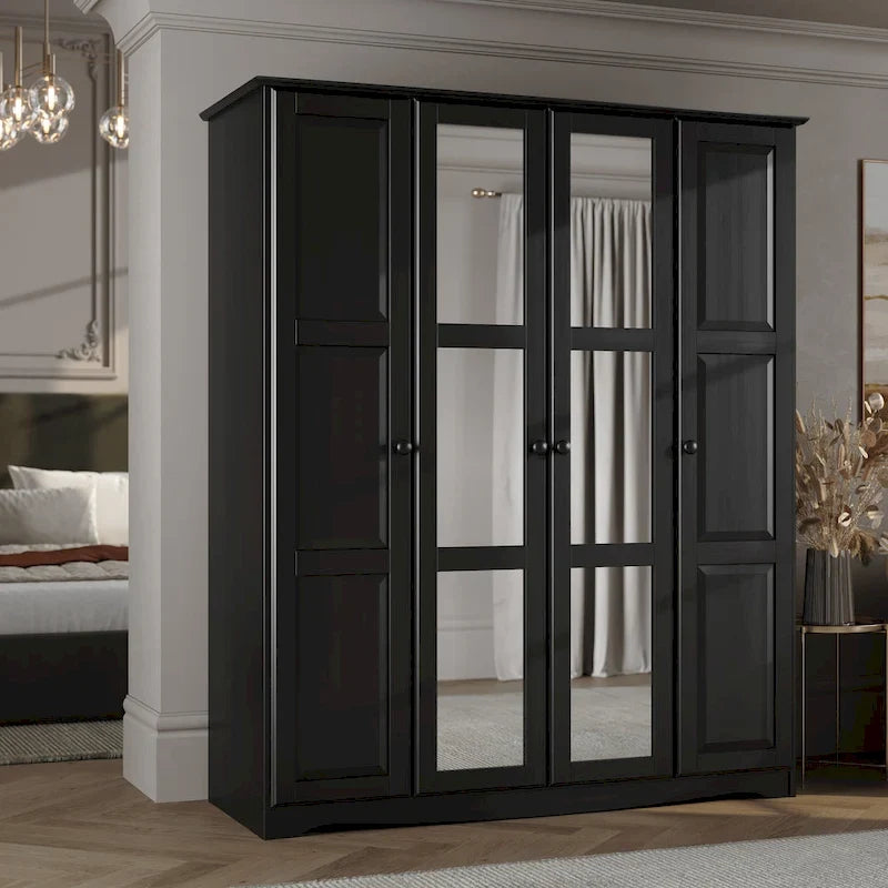 100% Solid Wood Regal 4-Door Wardrobe Armoire by Palace Imports