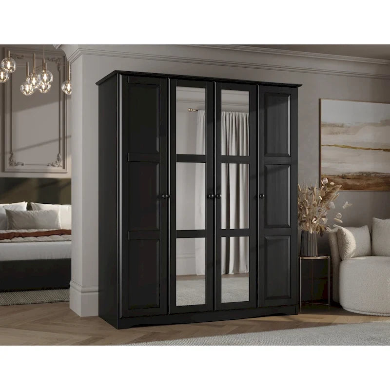 100% Solid Wood Regal 4-Door Wardrobe Armoire by Palace Imports