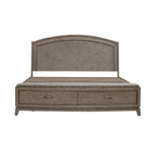 Avalon Burnished Beige Oak Panel Storage Bed - King or Queen