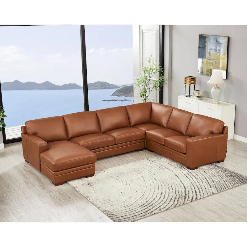 Dillon Top Grain Leather Left-Facing Sectional Sofa with Chaise