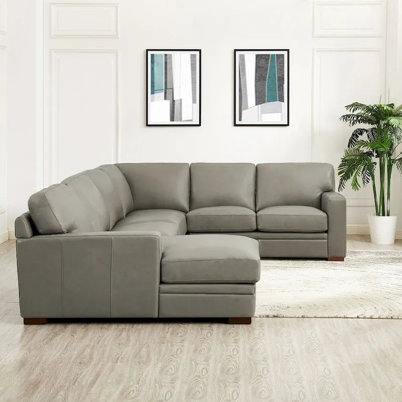 Dillon Top Grain Leather Left-Facing Sectional Sofa with Chaise