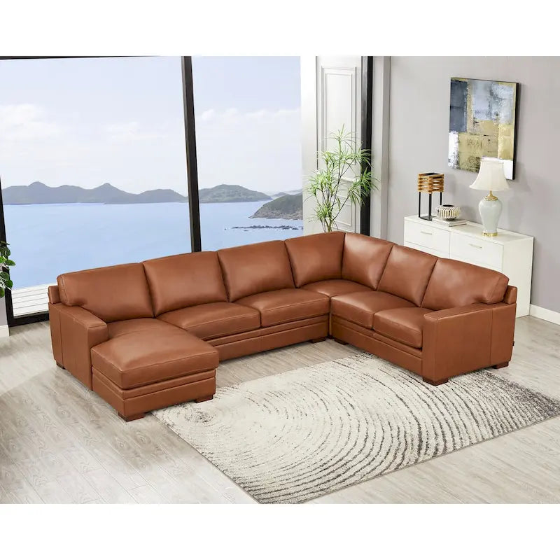 Dillon Top Grain Leather Left-Facing Sectional Sofa with Chaise