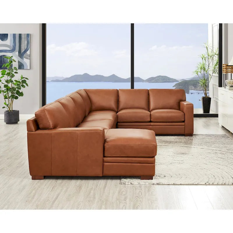 Dillon Top Grain Leather Left-Facing Sectional Sofa with Chaise