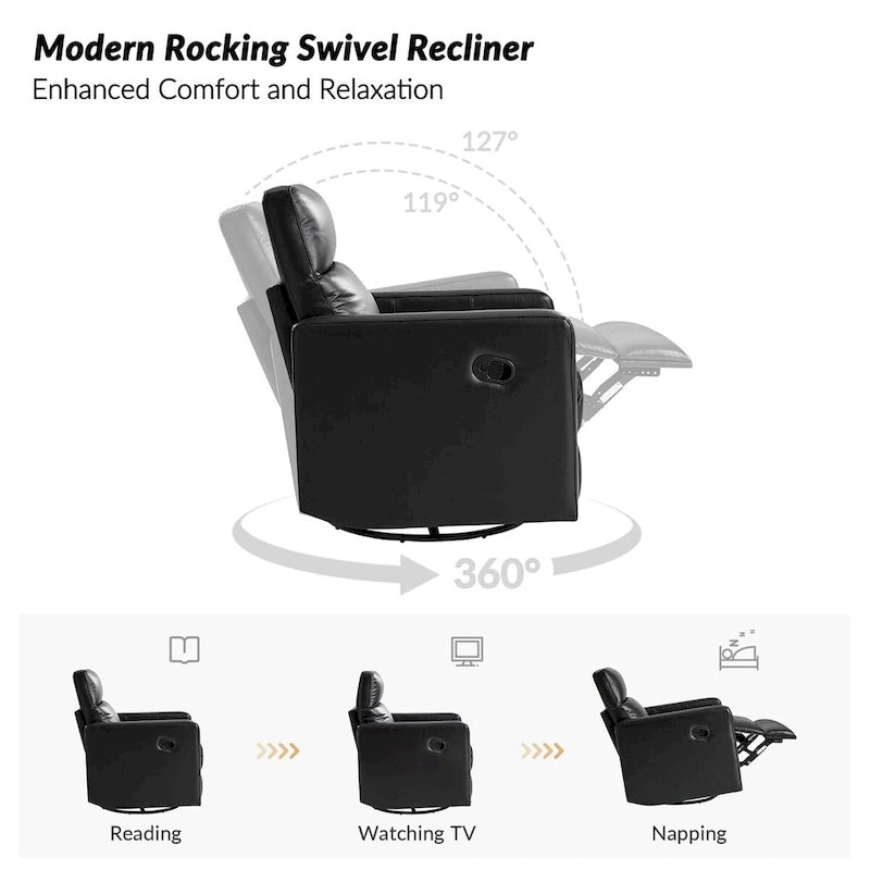 Josefa Modern Genuine Leather Swivel Rocker Recliner Set of 2