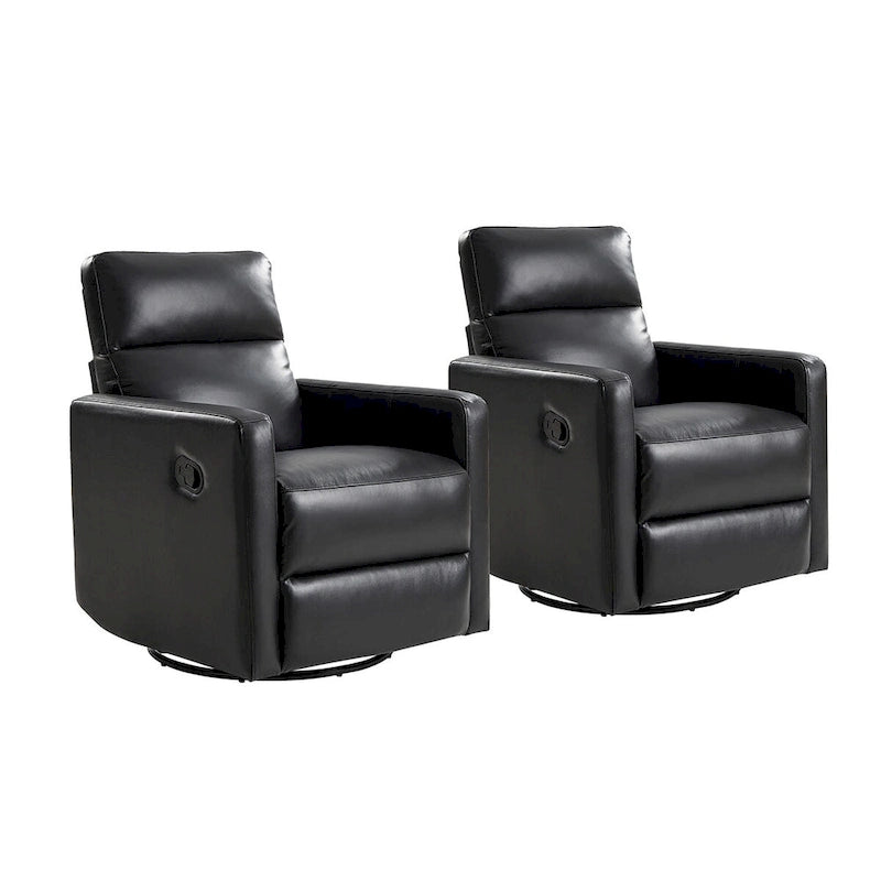 Josefa Modern Genuine Leather Swivel Rocker Recliner Set of 2