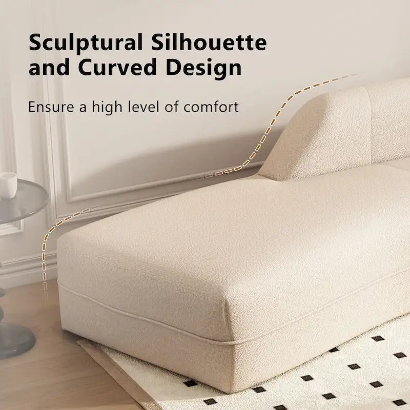 109.4 Curved Chaise Lounge Modern Indoor Sofa Couch for Living Room, Beige