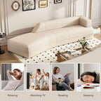 109.4 Curved Chaise Lounge Modern Indoor Sofa Couch for Living Room, Beige