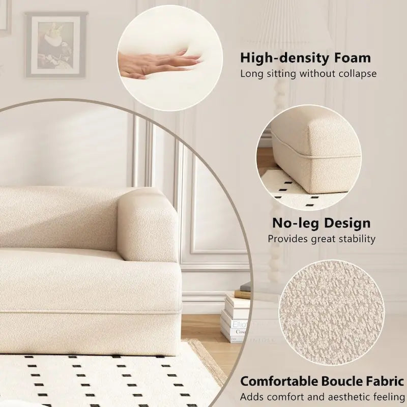 109.4 Curved Chaise Lounge Modern Indoor Sofa Couch for Living Room, Beige