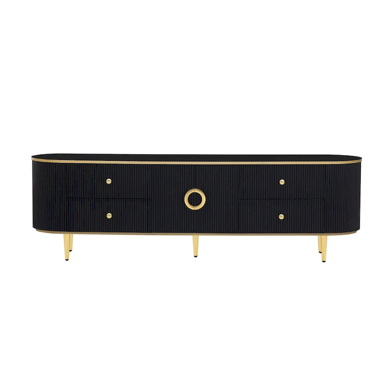 Modern TV Stand for TVs up to 80 Inches, Entertainment Center with 4 Drawers and 1 Cabinet