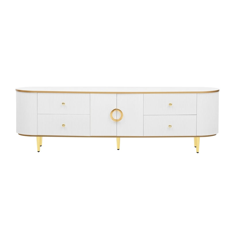 Modern TV Stand for TVs up to 80 Inches, Entertainment Center with 4 Drawers and 1 Cabinet