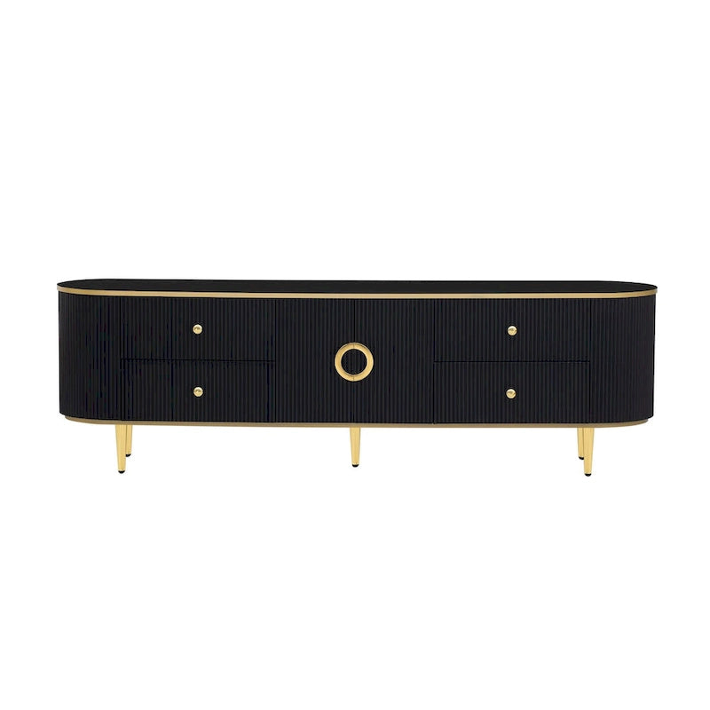 Modern TV Stand for TVs up to 80 Inches, Entertainment Center with 4 Drawers and 1 Cabinet