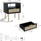 Nightstand with Charging Station - 11.81D x 15.75W x 22.05H