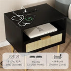 Nightstand with Charging Station - 11.81D x 15.75W x 22.05H