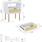 Nightstand with Charging Station - 11.81D x 15.75W x 22.05H