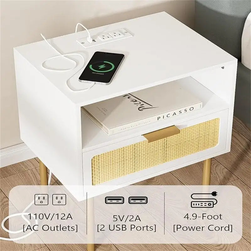 Nightstand with Charging Station - 11.81D x 15.75W x 22.05H