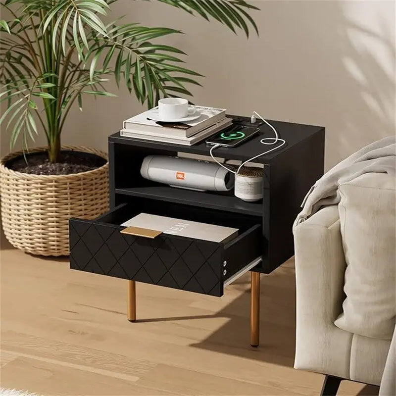 Nightstand with Charging Station - 11.81D x 15.75W x 22.05H