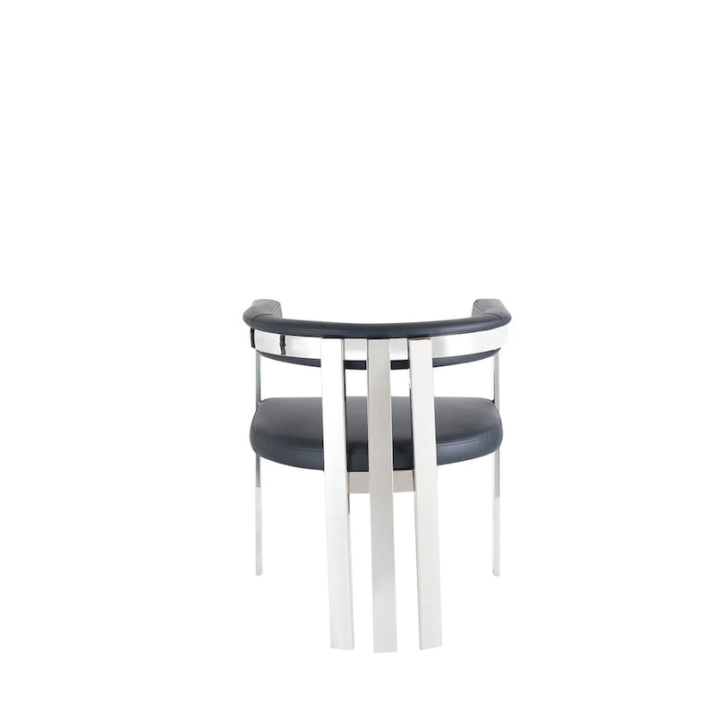 Modrest Pontiac Modern Black Vegan Leather and Stainless Steel Dining Chair