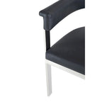 Modrest Pontiac Modern Black Vegan Leather and Stainless Steel Dining Chair