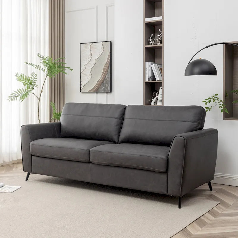 Luna Modern Faux Leather Sleeper Sofa with Memory Foam Mattress