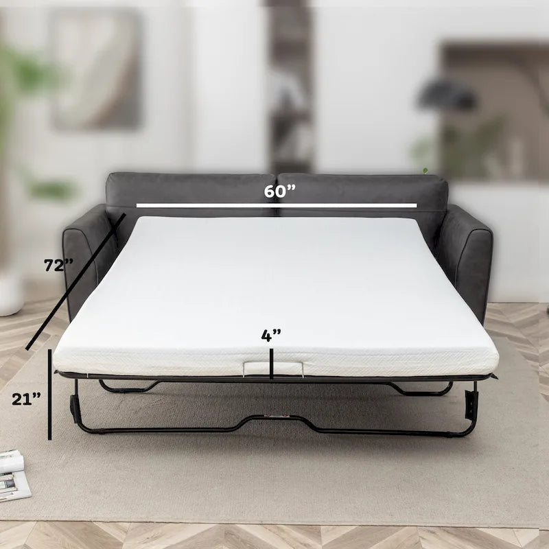 Luna Modern Faux Leather Sleeper Sofa with Memory Foam Mattress