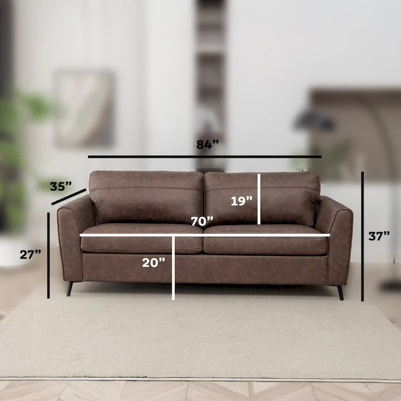 Luna Modern Faux Leather Sleeper Sofa with Memory Foam Mattress