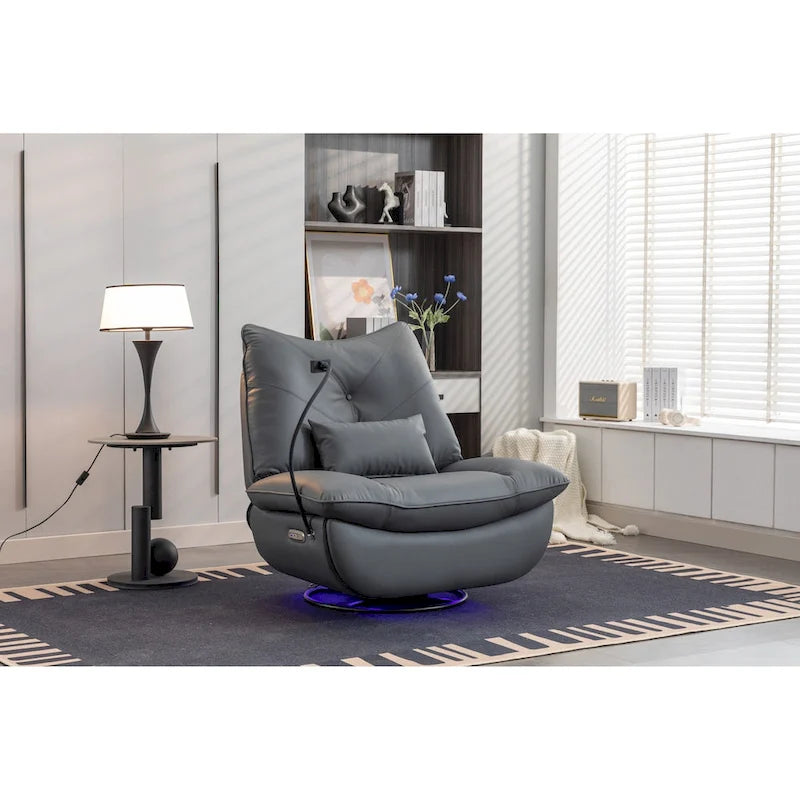 270 Swivel Glider Recliner Chair, Power Recliner Rocking Chair, USB Port Charge for Nursery Chair with Atmosphere Lamp