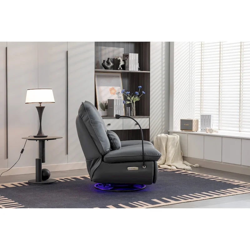 270 Swivel Glider Recliner Chair, Power Recliner Rocking Chair, USB Port Charge for Nursery Chair with Atmosphere Lamp