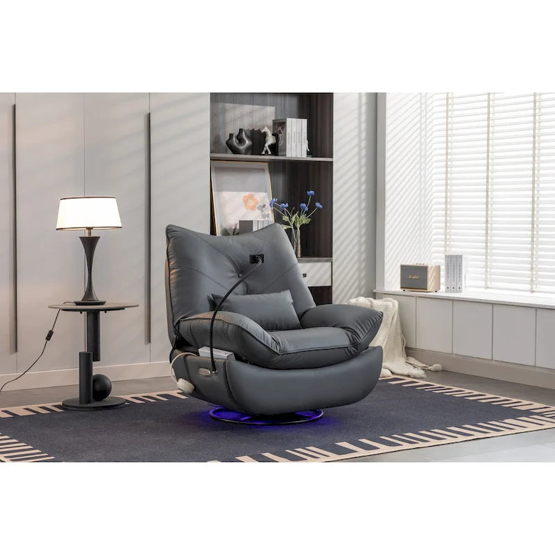 270 Swivel Glider Recliner Chair, Power Recliner Rocking Chair, USB Port Charge for Nursery Chair with Atmosphere Lamp