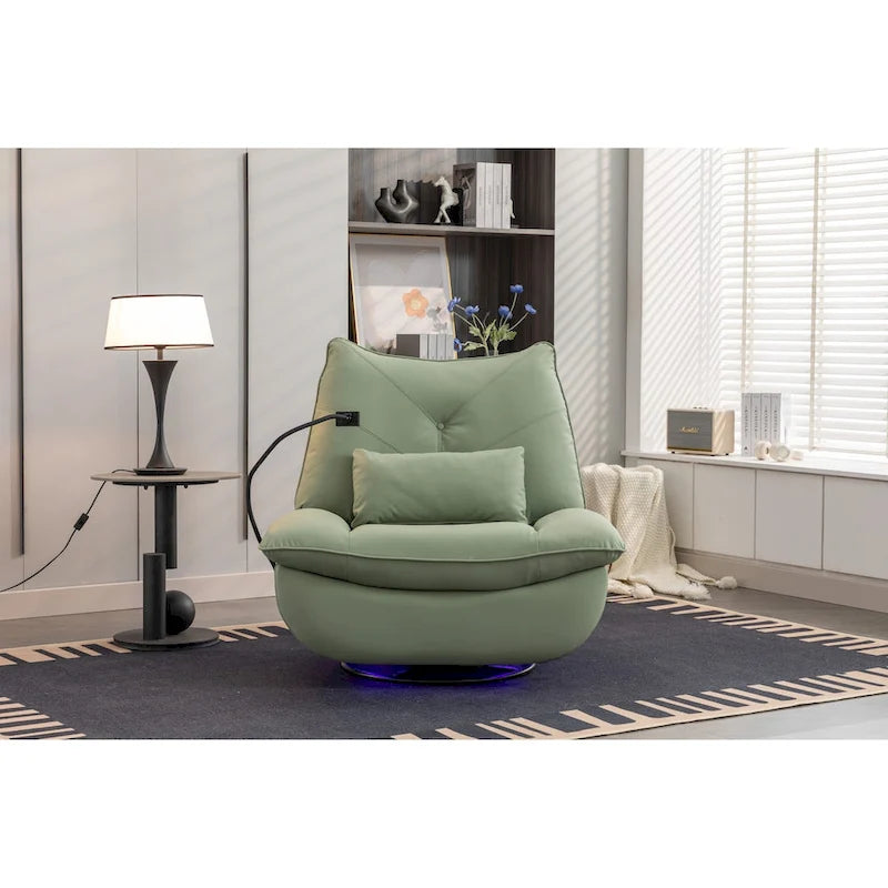 270 Swivel Glider Recliner Chair, Power Recliner Rocking Chair, USB Port Charge for Nursery Chair with Atmosphere Lamp