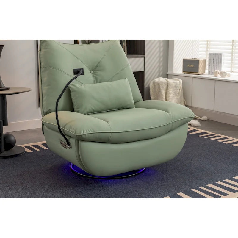 270 Swivel Glider Recliner Chair, Power Recliner Rocking Chair, USB Port Charge for Nursery Chair with Atmosphere Lamp