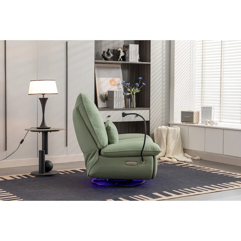 270 Swivel Glider Recliner Chair, Power Recliner Rocking Chair, USB Port Charge for Nursery Chair with Atmosphere Lamp
