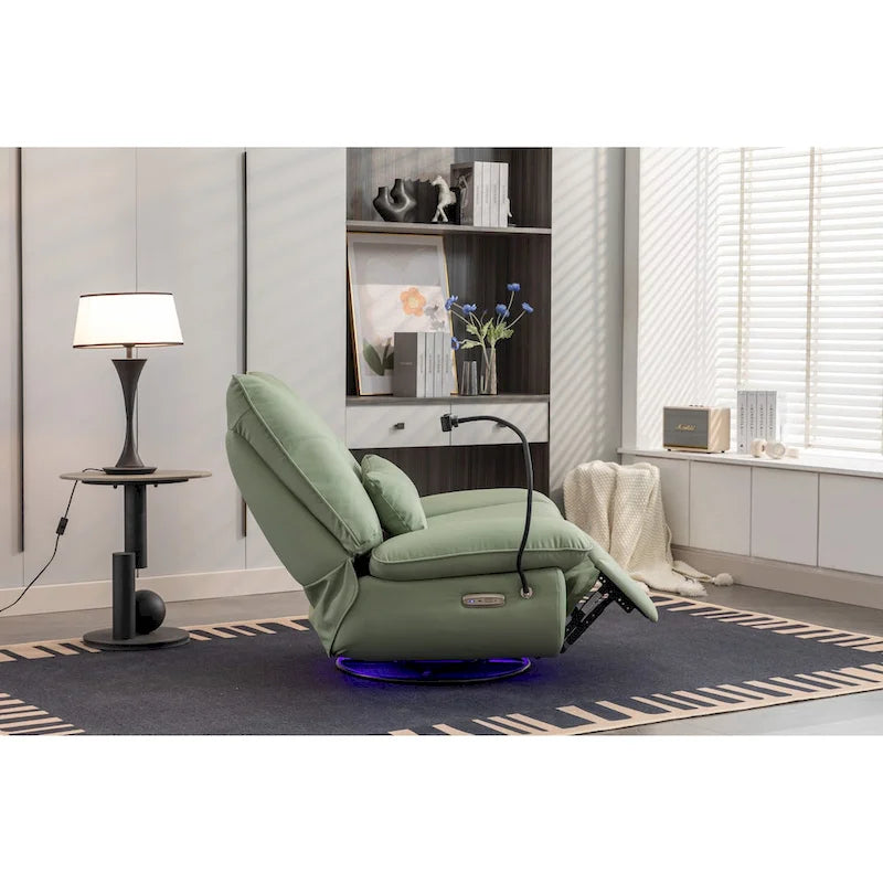 270 Swivel Glider Recliner Chair, Power Recliner Rocking Chair, USB Port Charge for Nursery Chair with Atmosphere Lamp