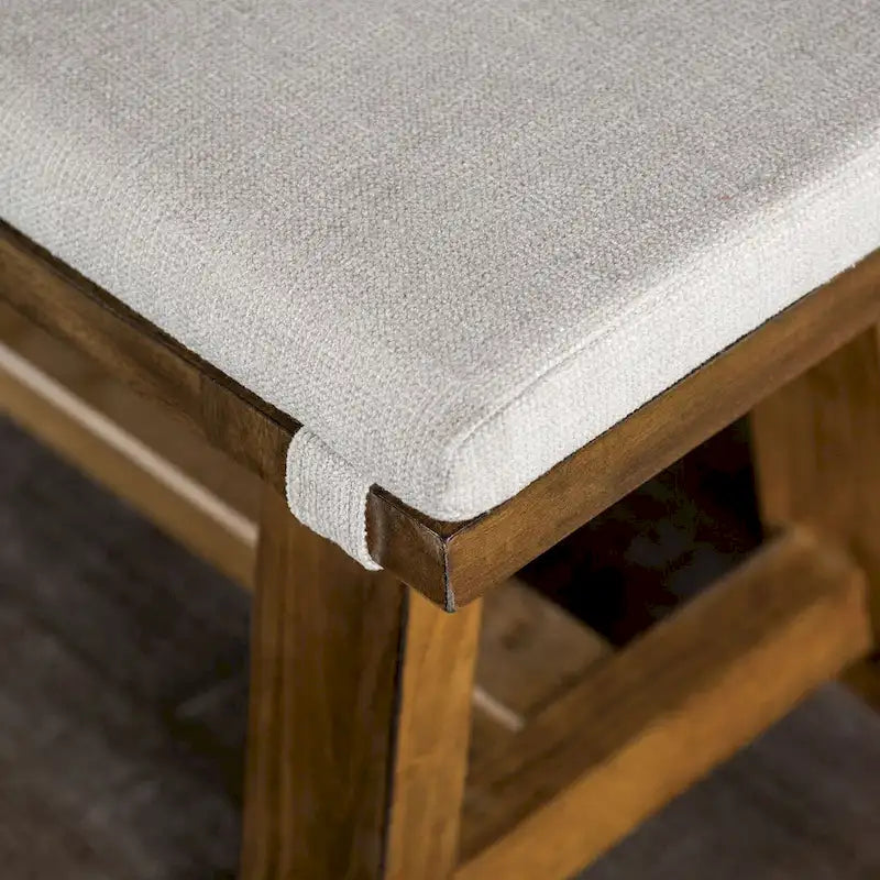 Drystan Rustic Ivory Padded Fabric 60-inch Dining Bench