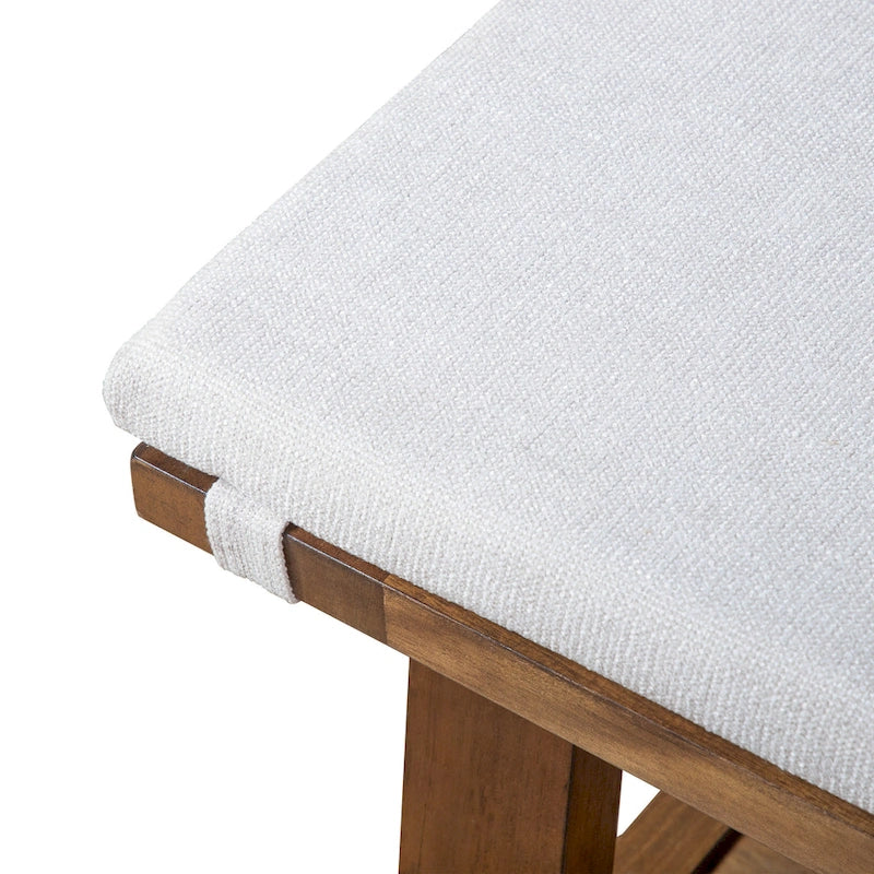 Drystan Rustic Ivory Padded Fabric 60-inch Dining Bench