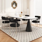 Naci Modern Fabric Arm Dining Chairs with Metal legs