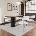 Naci Modern Fabric Arm Dining Chairs with Metal legs