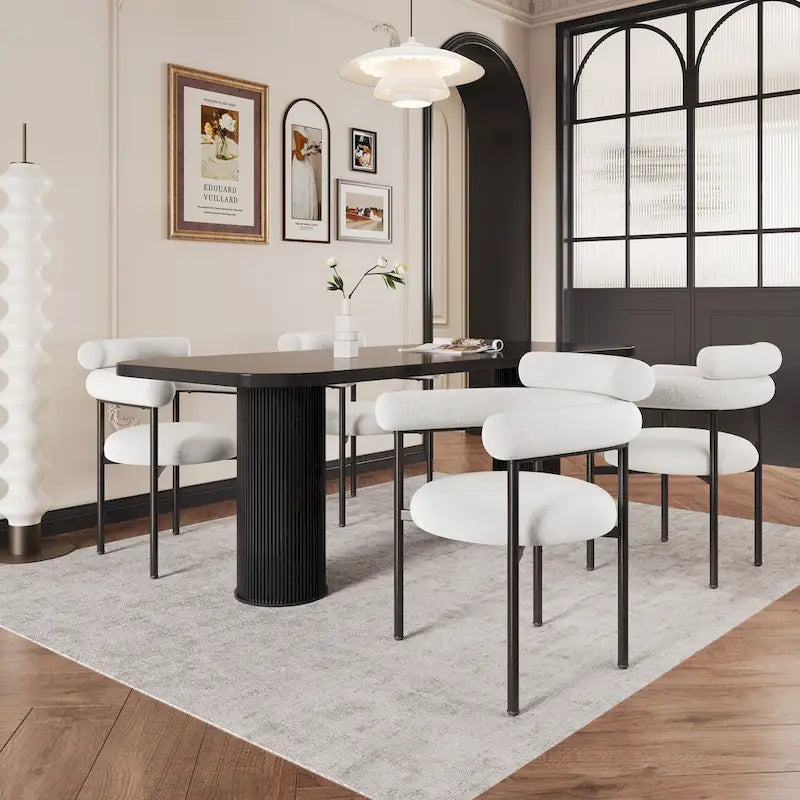 Naci Modern Fabric Arm Dining Chairs with Metal legs