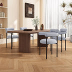 Naci Modern Fabric Arm Dining Chairs with Metal legs