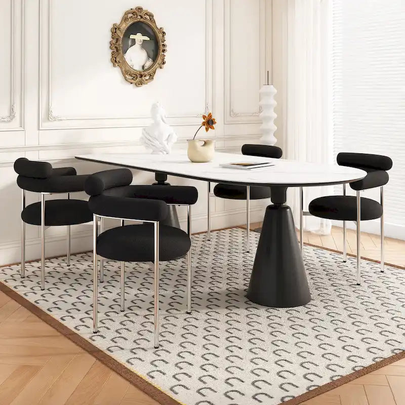 Naci Modern Fabric Arm Dining Chairs with Metal legs