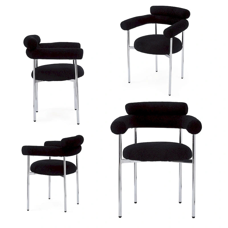 Naci Modern Fabric Arm Dining Chairs with Metal legs
