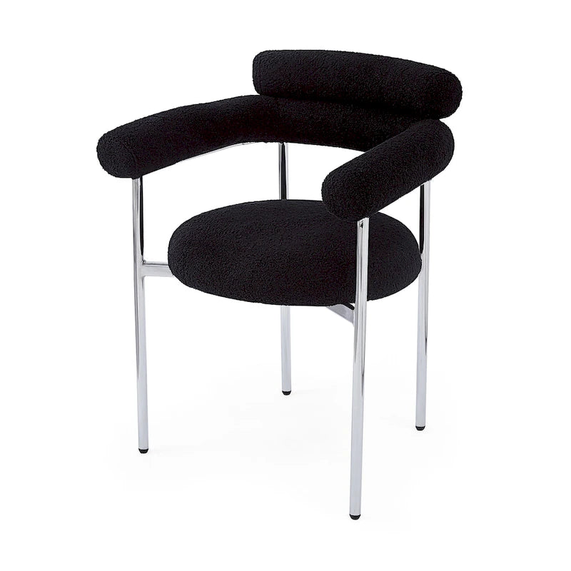 Naci Modern Fabric Arm Dining Chairs with Metal legs