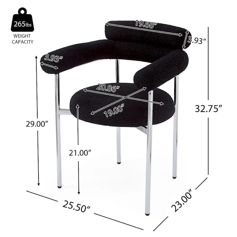 Naci Modern Fabric Arm Dining Chairs with Metal legs