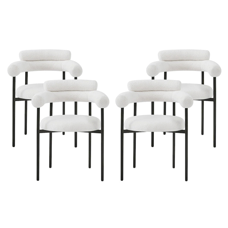 Naci Modern Fabric Arm Dining Chairs with Metal legs